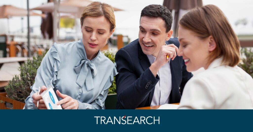 company leaders discussing stats